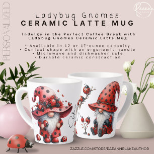 Latte Taza de café con gnomo mariquita personalizada