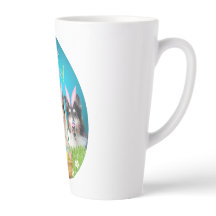 Taza de café con leche de tres collie de Pascua