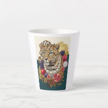 Taza de café con leche Leopardo ecléctico con perl
