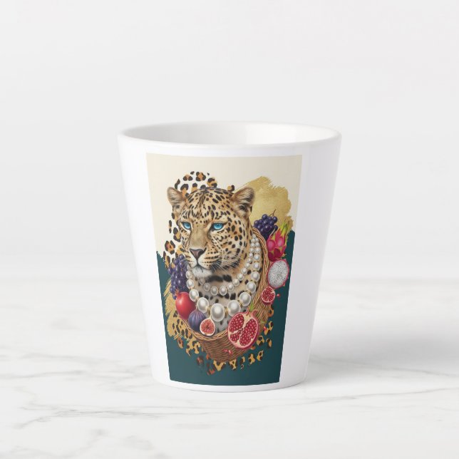 Latte Taza de café con leche Leopardo ecléctico con perl (Anverso)