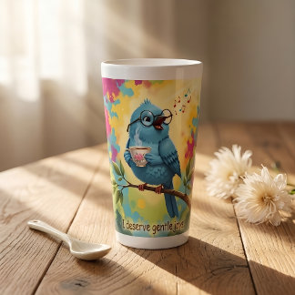 Latte Taza de café con leche para pájaro acogedor