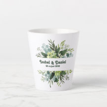 Taza de café con nombre personalizado floral moder