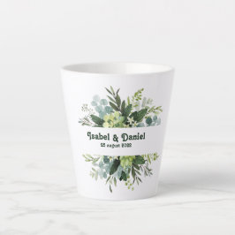 Latte Taza de café con nombre personalizado floral moder