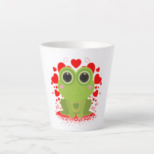 Latte Taza de café de amor acogedor con rana Kawaii XOXO