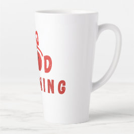 Latte Taza De Café De Buen Día Con Lazo De Cereza Roja A