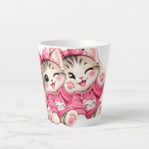 Latte Taza de café de cerámica adorable gatito anime ros