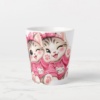 Latte Taza de café de cerámica adorable gatito anime ros