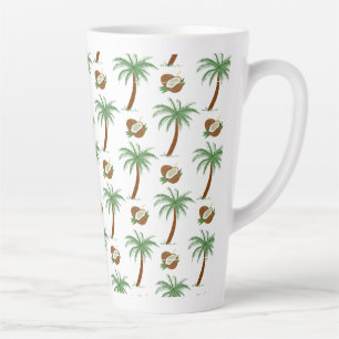 Latte Taza de café de verano paradisíaco de palma de coc
