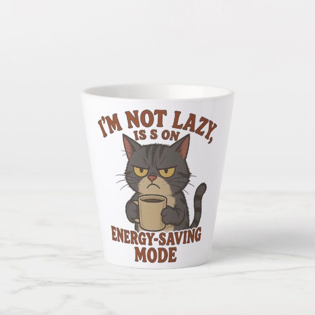 Latte Taza de café divertida del gato gruñón (Anverso)