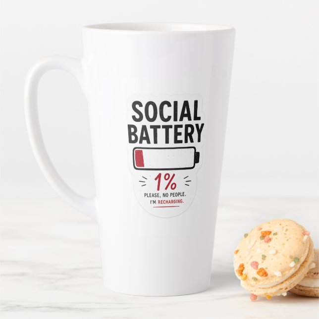Latte Taza de café divertida para introvertidos | Baterí (In situ)