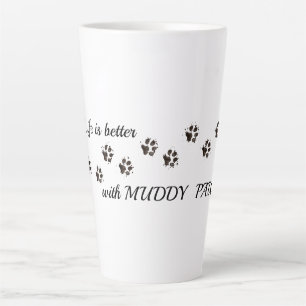 Latte Taza de café Dog Latte, Taza divertida con huella