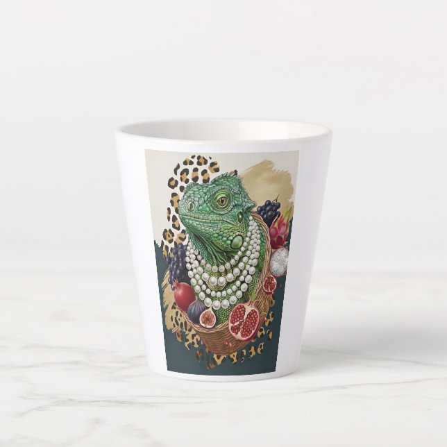 Latte Taza de café Eclectic Iguana with Pearls Latte, Ch (Anverso)