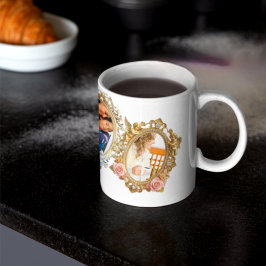 Latte Taza de café elegante con marco dorado clásico - D