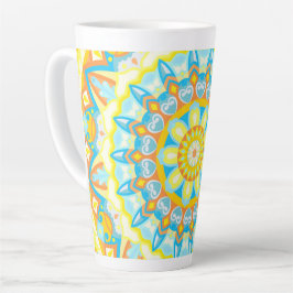 Latte Taza de café floral boho brillante mandala de vera