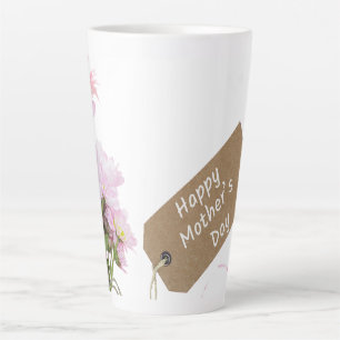 Latte Taza de café floral del día feliz de la madre