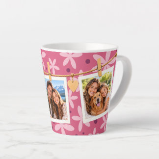 Latte Taza de café floral familiar con foto colgante per