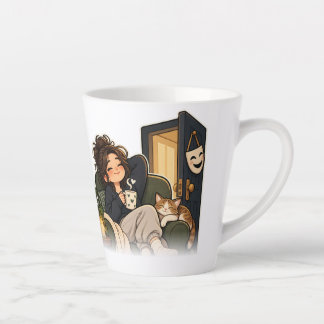 Latte Taza de café para gatos amantes de libros acogedor