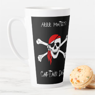 Latte Taza de café personalizada con cráneo pirata y hue