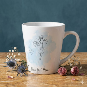 Latte Taza de café personalizada de acuarela azul modern