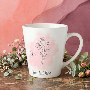 Latte Taza de café personalizada de acuarela rosa modern