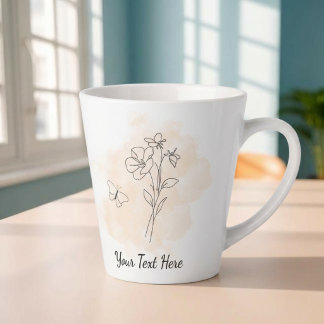 Latte Taza de café personalizada moderna beige de acuare