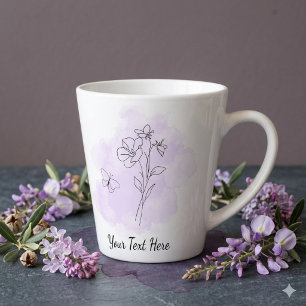 Latte Taza de café personalizada moderna de acuarela púr