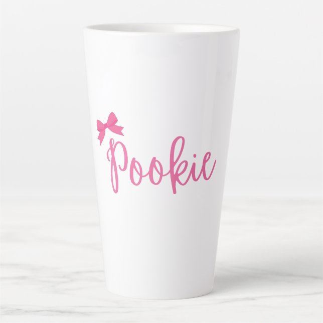 Latte Taza de café rosa linda "Pookie" (Anverso)
