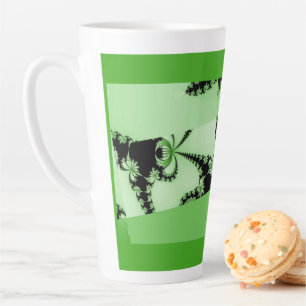 Latte Taza de café verde de jardín fractal