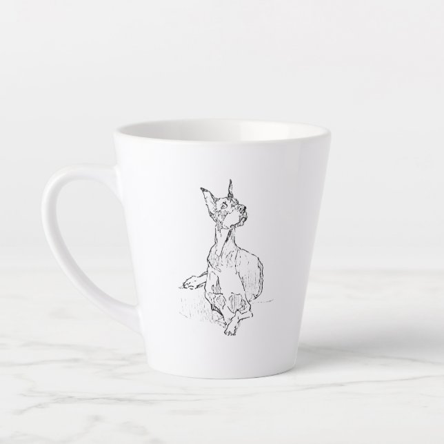 Latte Taza de Doberman – Taza de café para perros minima (Izquierda)