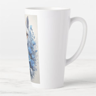 Latte Taza de zorro floral azul - Taza de café de zorro