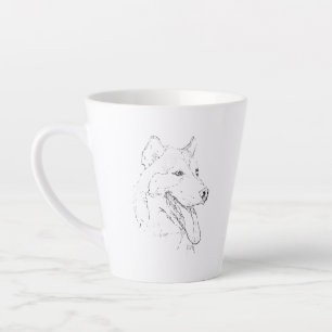 Latte Taza Husky – Taza de café con perro de tinta dibuj