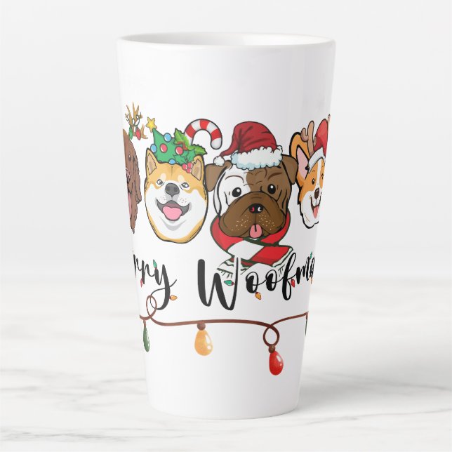 Latte Tipografía de Feliz Woofmas Taza de Café (Anverso)