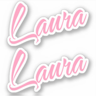 Laura Nombre decorativo en Pegatina rosa x2