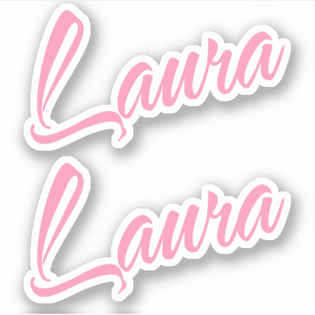 Laura Nombre decorativo en Pegatina rosa x2 (Anverso)