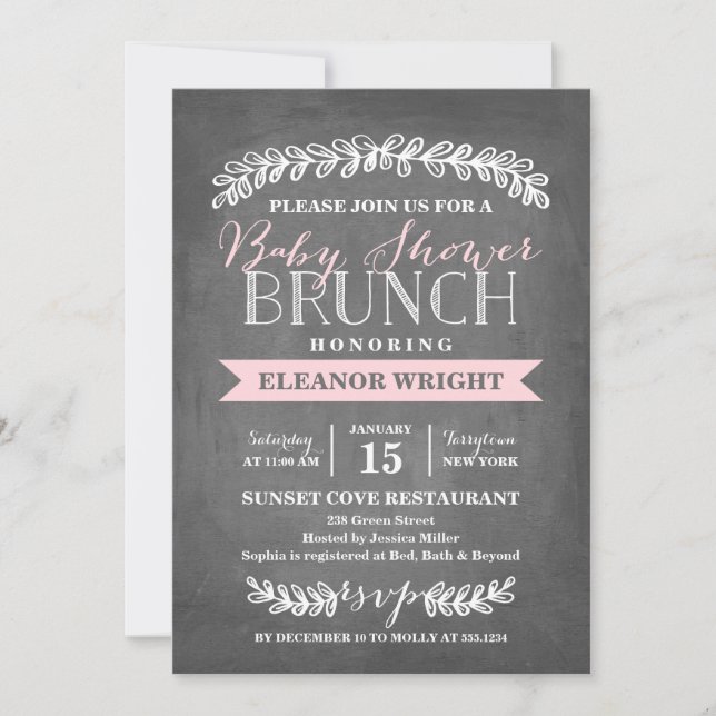 Laurel Brunch | Invitación de Baby Shower (Anverso)
