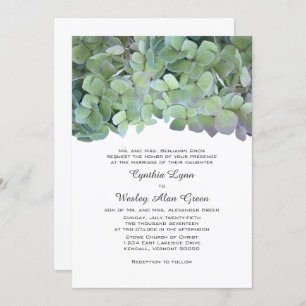 Laurel Green Hydrangea Boda invitaciones tradicion