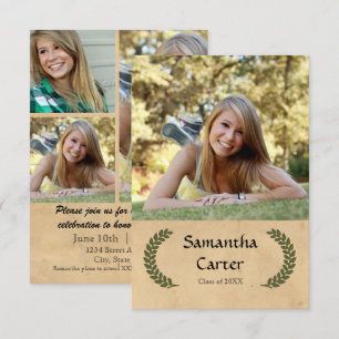 Laurel Leaf - Invitación de Graduación 3x5