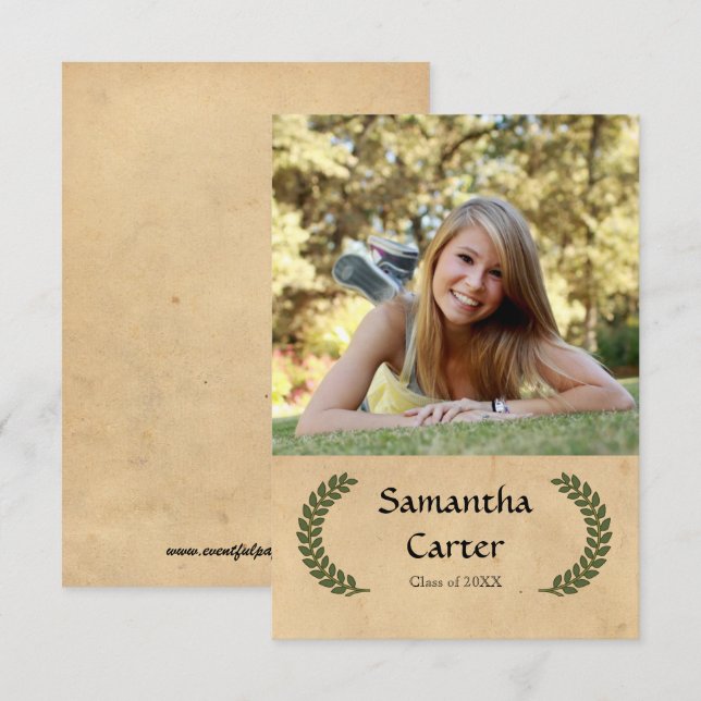 Laurel Leaf - Invitación de Graduación 3x5 (Anverso / Reverso)
