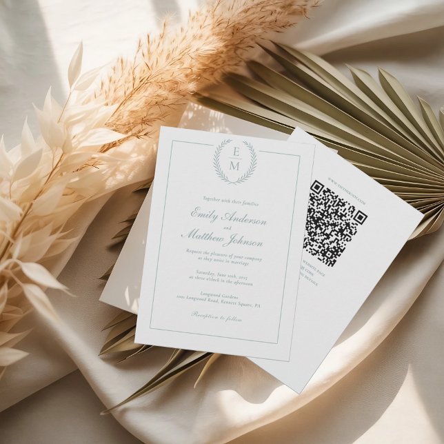 Laurel Monograma Invitación a matrimonio Código QR (Subido por el creador)