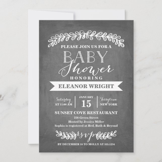 Laurel White | Invitación de Baby Shower (Anverso)