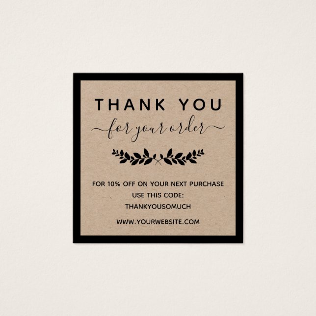 Laurel Wreath Kraft Paper Gracias Por El Orden (Anverso)