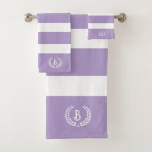 Laurel Wreath Lavender y patrón de franjas blancas