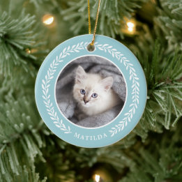Laurel Wreath Mascota Foto Ornamento de Navidad |
