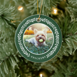 Laurel Wreath Mascota Foto Ornamento de Navidad |
