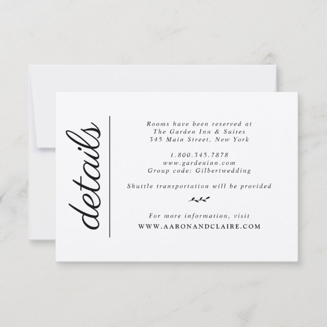 Laurel Wreath | Tarjeta de detalles del Boda de cl (Anverso)