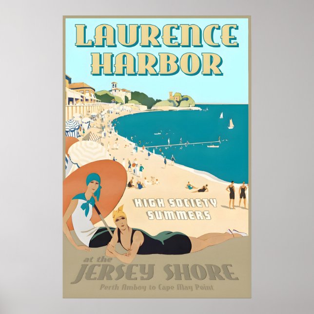 Laurencia Harbor Costa de Nueva Jersey Arte Retro  (Frente)