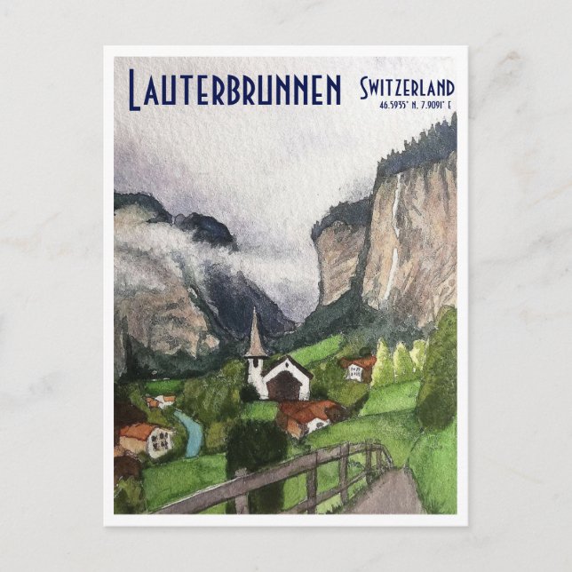 Lauterbrunnen Suiza arte de postales para viajes (Anverso)