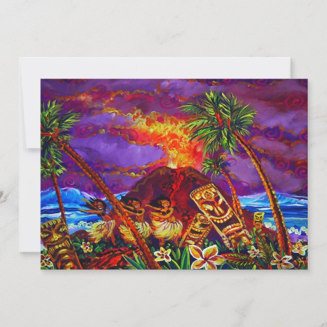 Lava feliz de Hula de las invitaciones del fiesta (Anverso)