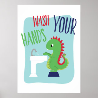 Lava Tus Manos | Arte de Baño de Dinos