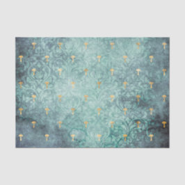 Lavado azul con hongos dorados Papel de descomposi